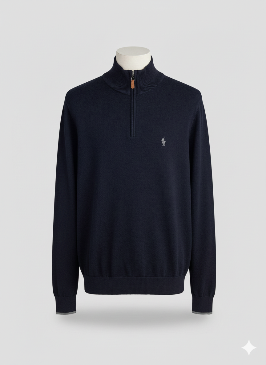 Basic Quarter Zip Pullover Navy