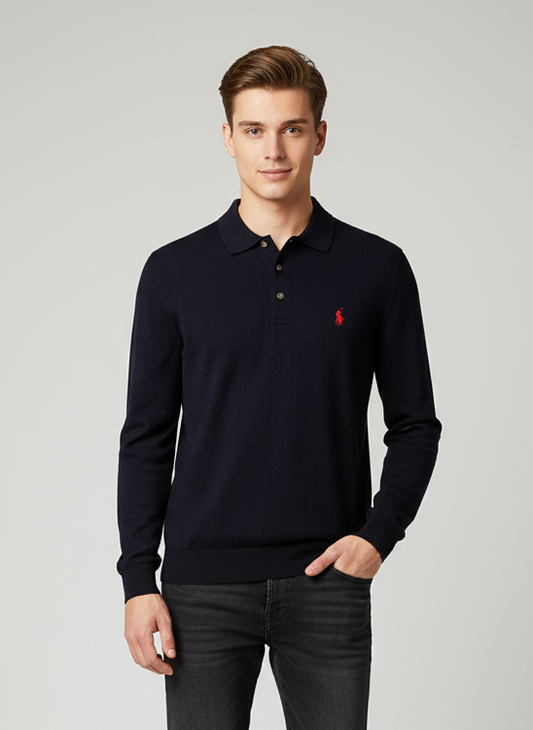 Collar Long Sleeve Shirt Navy