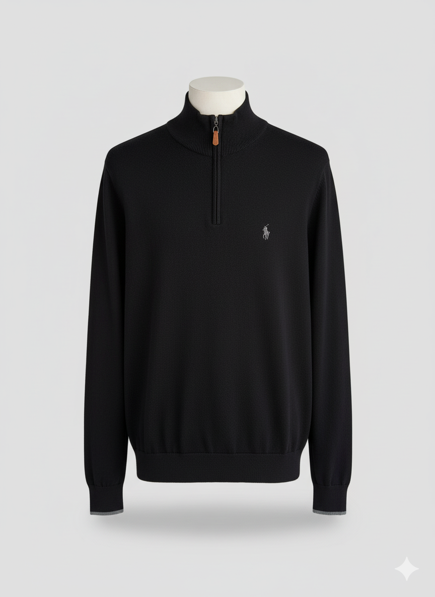 Basic Quarter Zip Pullover Black